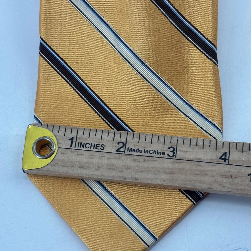 Jos. A. Bank Necktie Mens OS Gold Striped Linen Silk Italy Signature Collection
